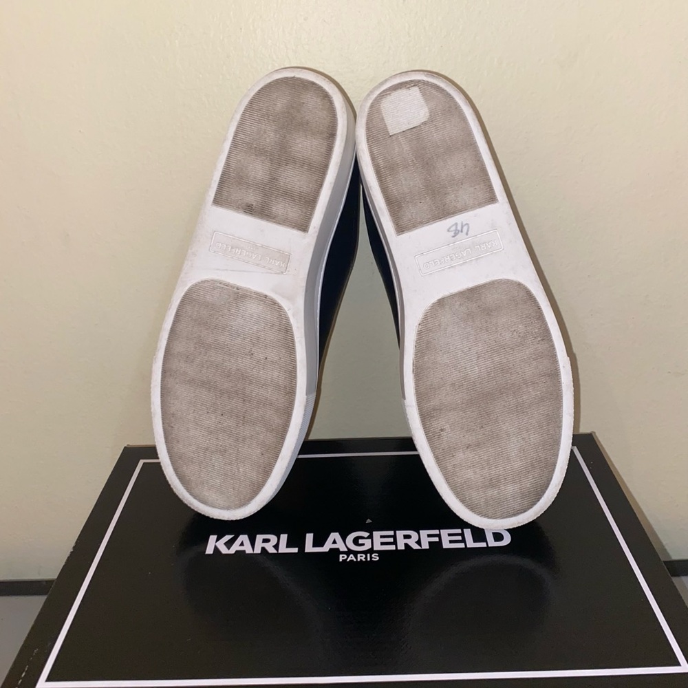 Karl Lagerfeld Black & White Platform Cate Pins Sneakers, Size 7.5 - Picture 11 of 14